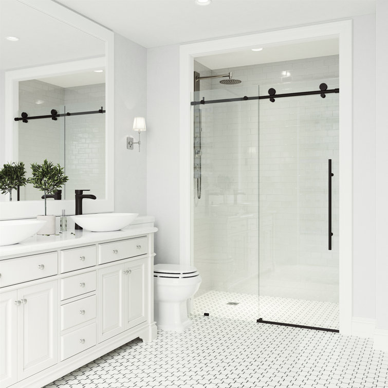 Elan E-Class 64" Matte Black Frameless Sliding Shower Door