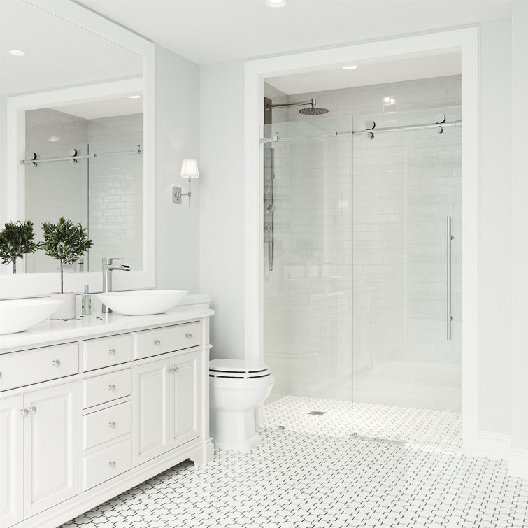 Elan E-Class 72" Frameless Chrome Sliding Shower Door with Clear Glass