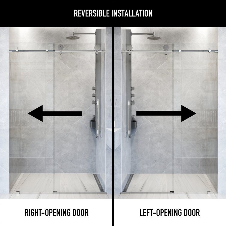 Elan Hart 72" Frameless Sliding Shower Door with Clear Glass