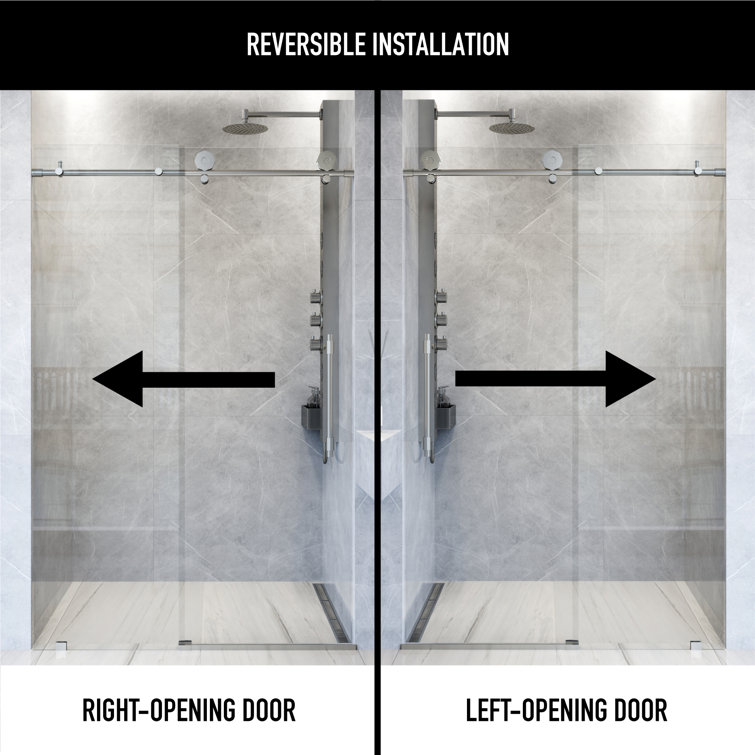 Elan Hart Frameless Sliding Shower Door with Clear Tempered Glass