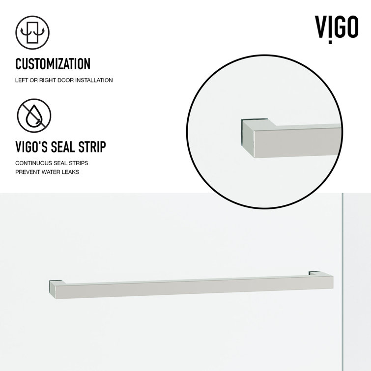 Houston Frameless Sliding Shower Door with Clear Glass and Stainless Steel Finish