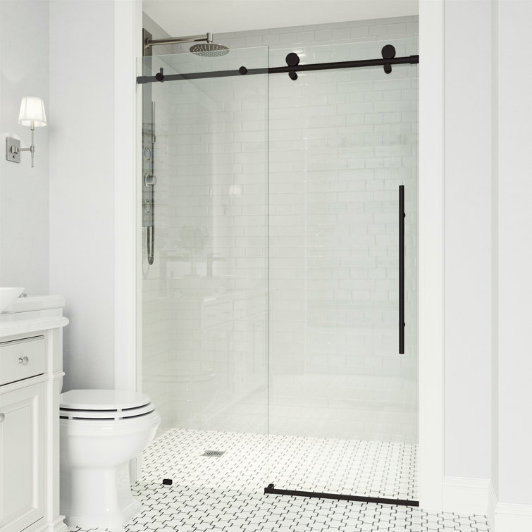 Elan E-Class Matte Black Frameless Sliding Shower Door 52-56" W x 76" H