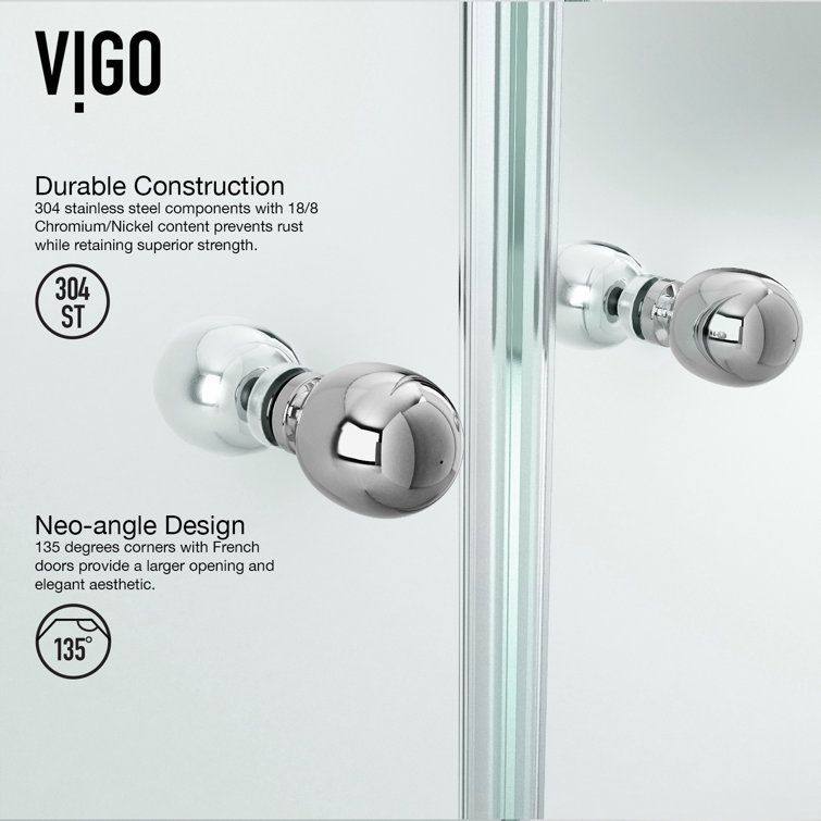 Gemini 47" Brushed Nickel Frameless Neo-Angle Shower Enclosure
