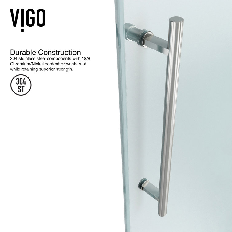 Winslow 46" Black Frameless Sliding Shower Enclosure with Clear Glass