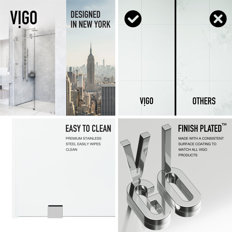 Elan Hart 72" Frameless Sliding Shower Door with Clear Glass
