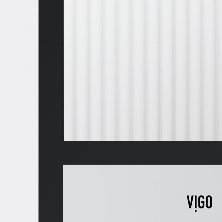 Essex Matte Black 34" x 74" Framed Fluted Glass Shower Screen