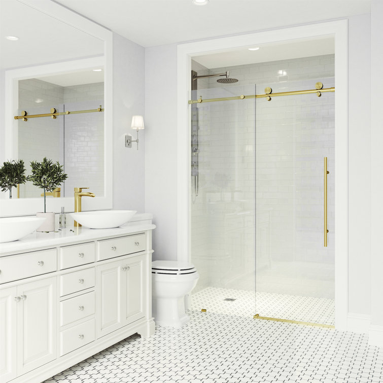 Elan E-Class 56-60" Frameless Sliding Shower Door in Matte Brushed Gold