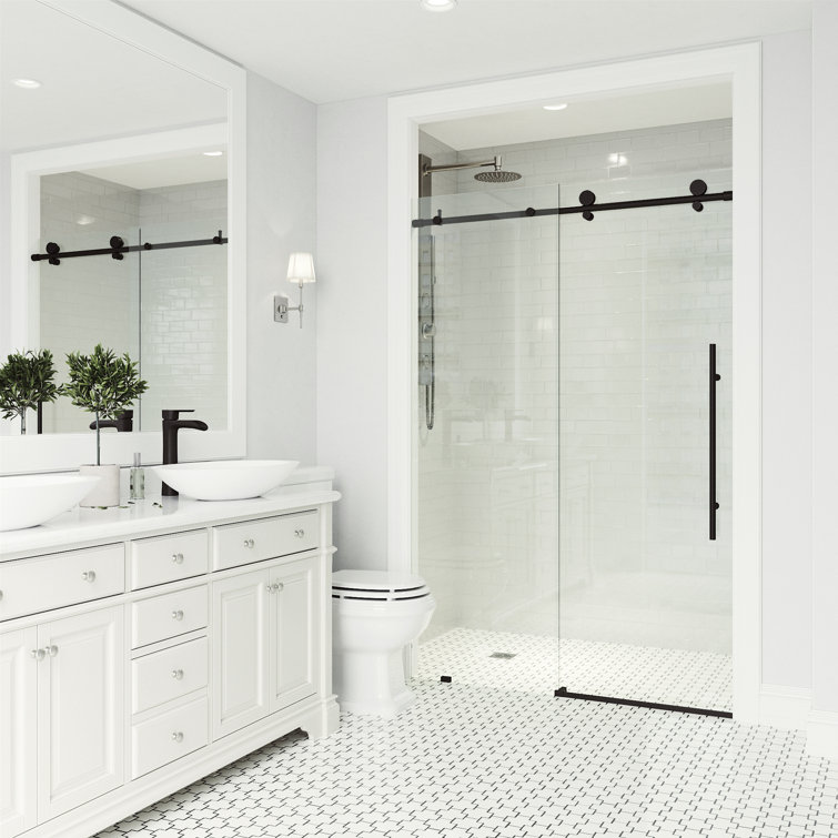 Elan E-Class 44-48" Matte Black Frameless Sliding Shower Door