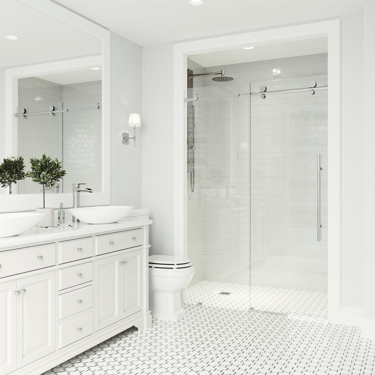 Elan E-Class Frameless Chrome Sliding Shower Door with Clear Glass