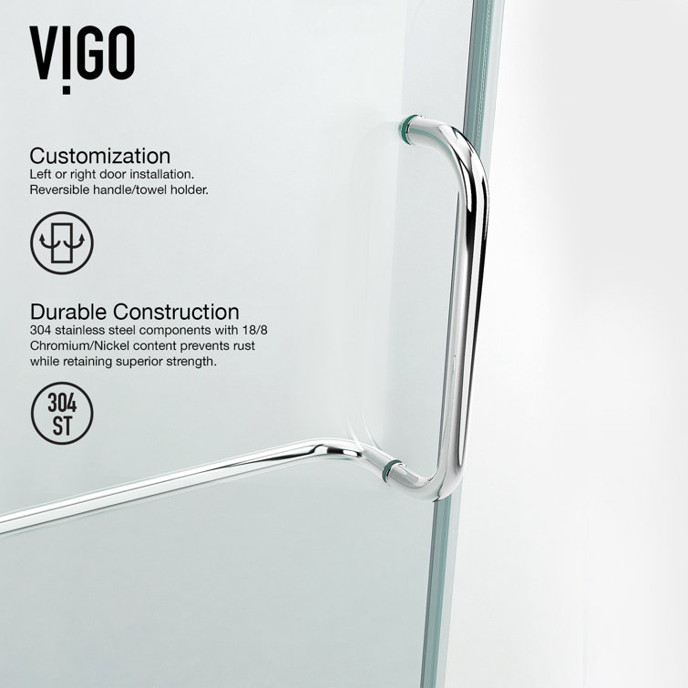 Monteray 46" Frameless Clear Glass Shower Enclosure with Brushed Nickel Hardware