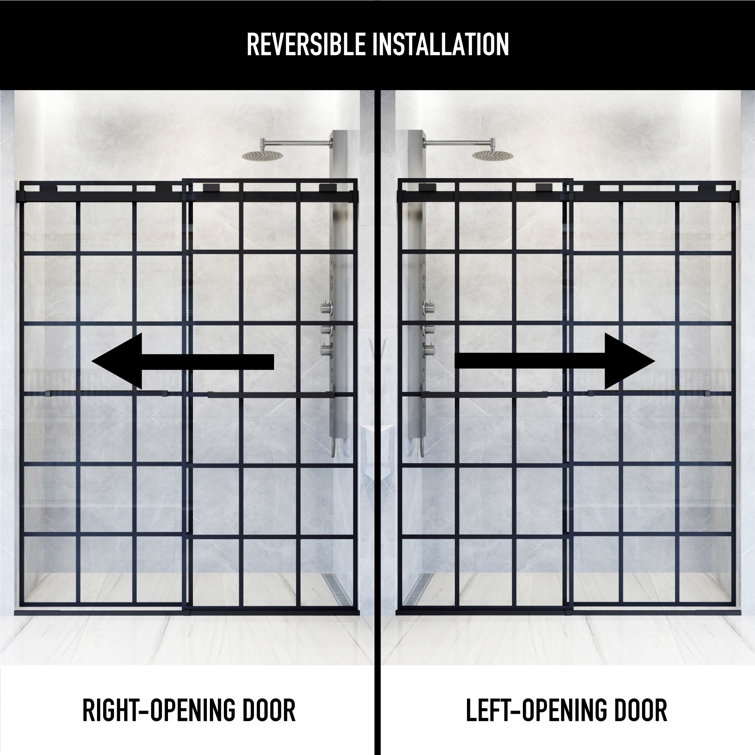 Houston 76" High x 60" Wide Matte Black Frameless Sliding Shower Door