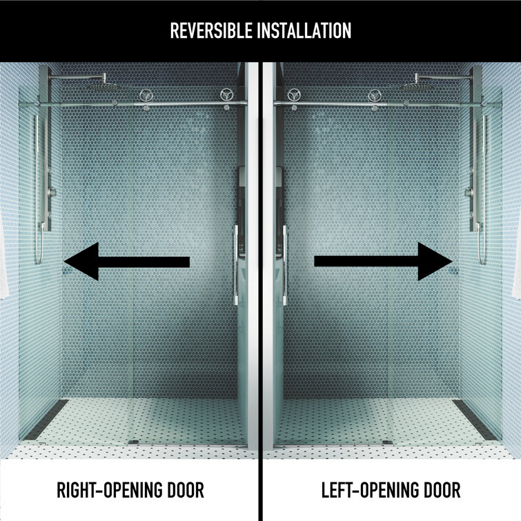 Elan Cass 72" Chrome Frameless Sliding Shower Door with Clear Glass