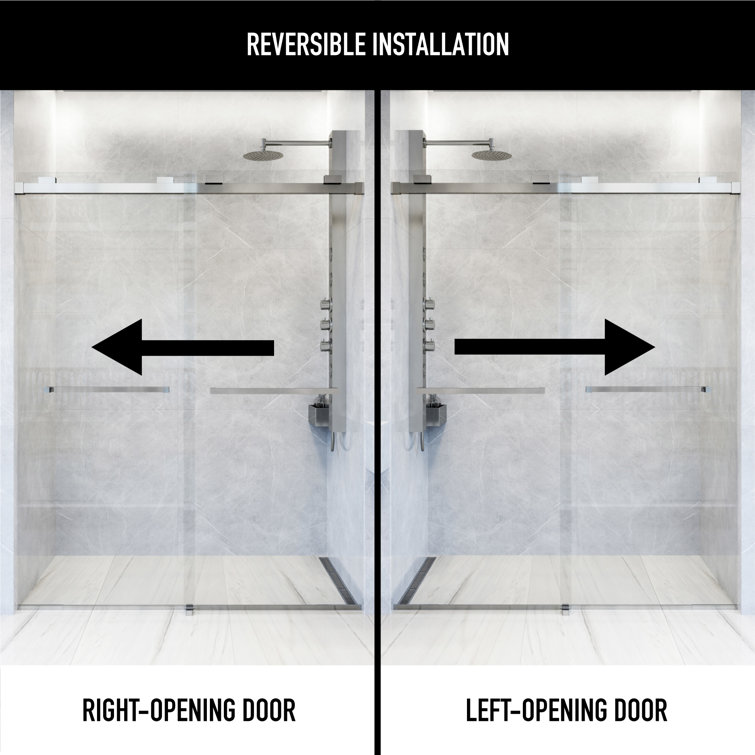 Houston 60" Frameless Sliding Shower Door in Chrome and Clear Glass