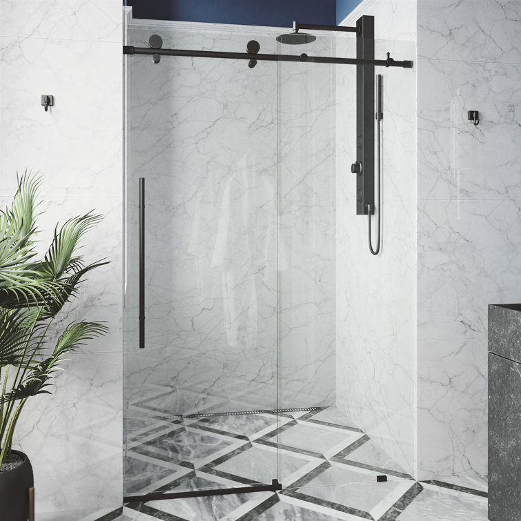Elan E-Class 60" Matte Black Frameless Sliding Shower Door