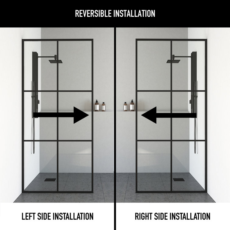 Ventana 34" W x 74" H Matte Black Framed Shower Screen
