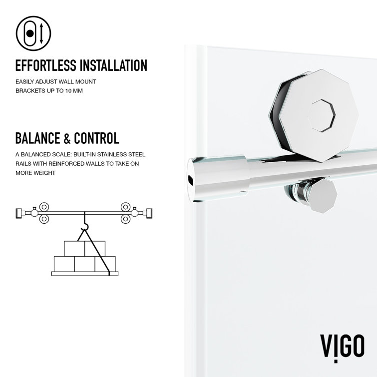 Elan Hart 72" Frameless Sliding Shower Door with Clear Glass