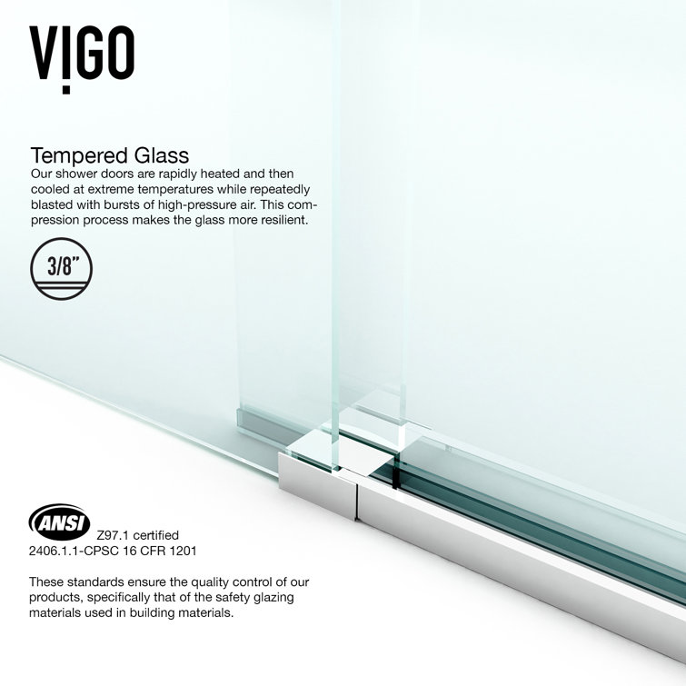 Winslow 48" Frameless Clear Glass Sliding Shower Enclosure with Black Hardware