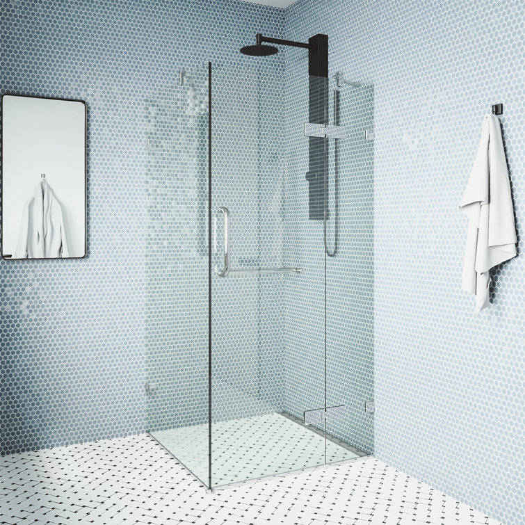 Monteray 46" Frameless Clear Glass Shower Enclosure with Brushed Nickel Hardware