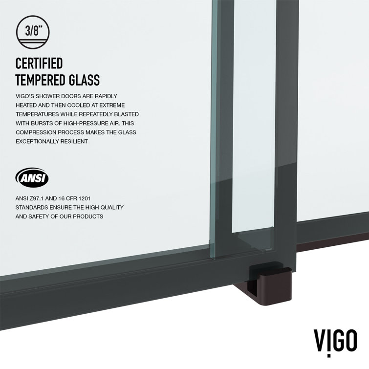 Houston 76" High x 60" Wide Matte Black Frameless Sliding Shower Door