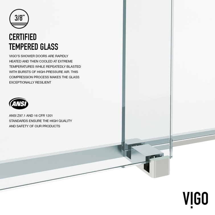 Houston Frameless Sliding Shower Door with Clear Glass and Stainless Steel Finish