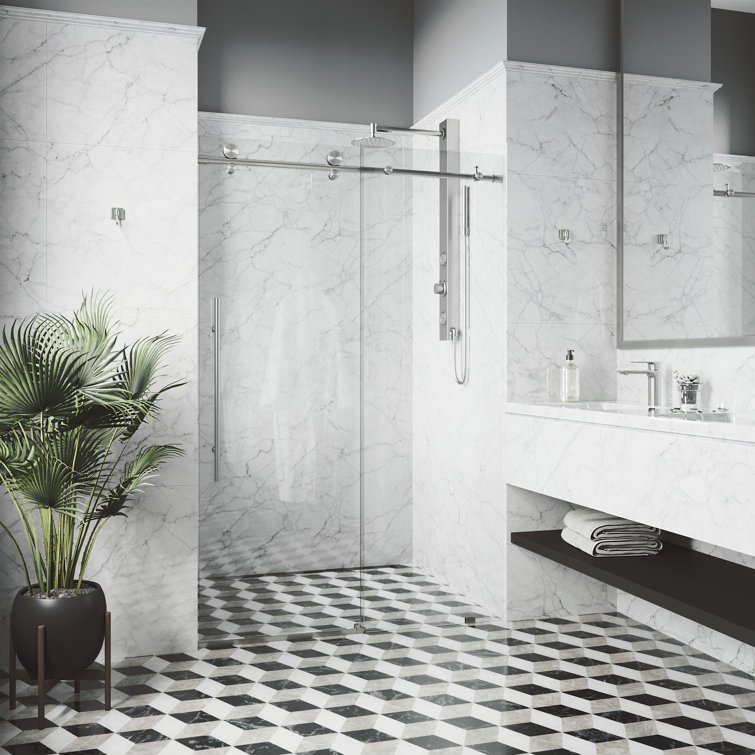 Elan E-Class Frameless Sliding Shower Door with Clear Glass