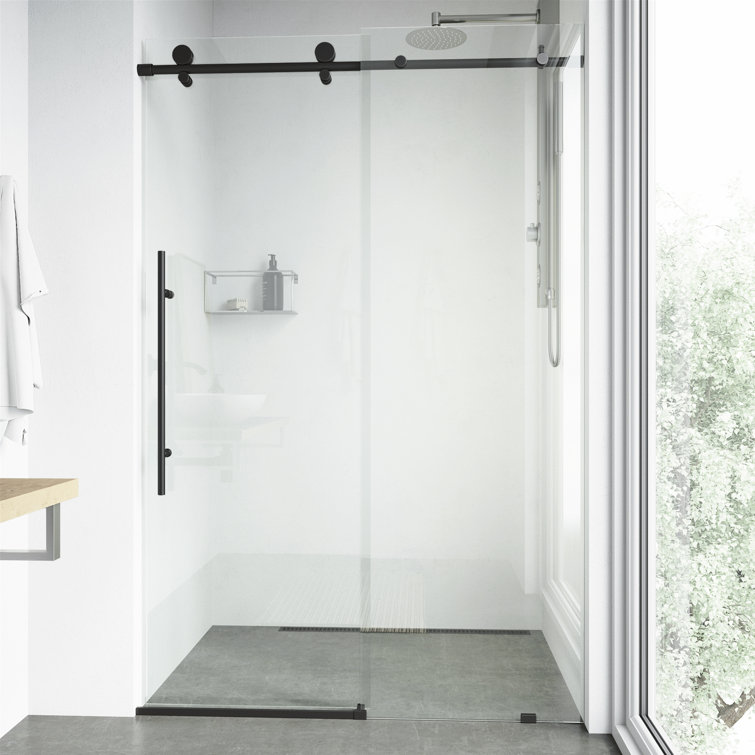 Elan E-Class 64" Matte Black Frameless Sliding Shower Door