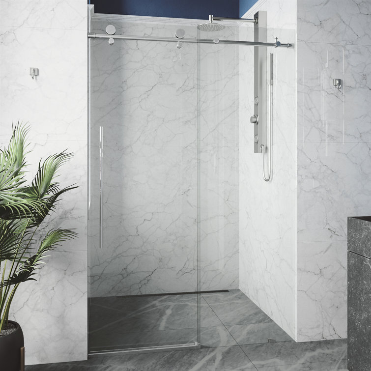 Elan E-Class Frameless Chrome Sliding Shower Door with Clear Glass