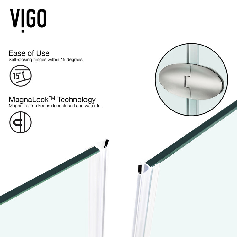 Verona 42'' Brushed Nickel Frameless Neo-Angle Shower Enclosure