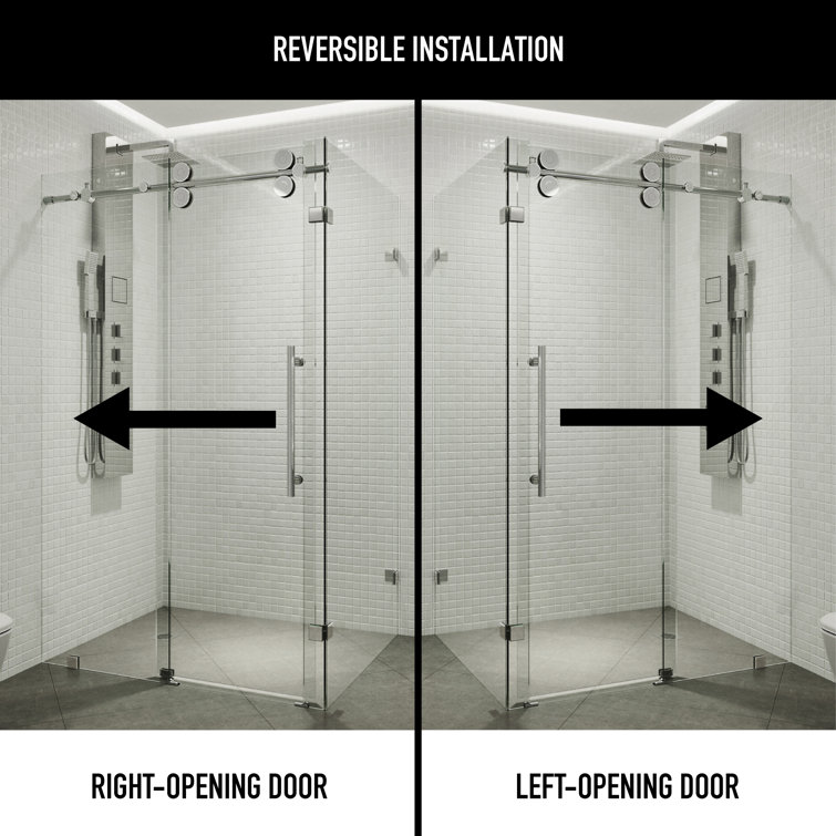 Winslow 58" Frameless Sliding Shower Enclosure with Clear Glass and Black Hardware