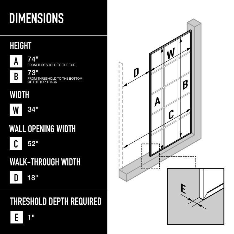 Mosaic 34" Matte Black Framed Shower Screen with Fluted Glass