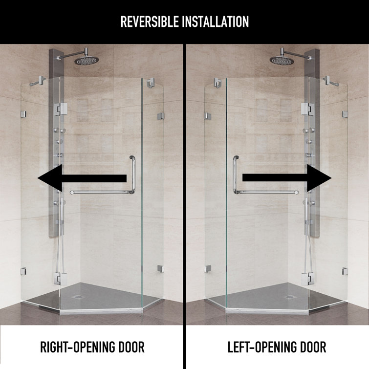 Piedmont Frameless Neo-Angle Shower Enclosure with Clear Glass and Brushed Nickel Hardware