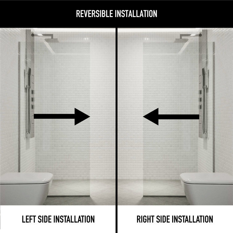 Zenith Frameless 34" x 74" Clear Glass Shower Screen with Chrome Hardware