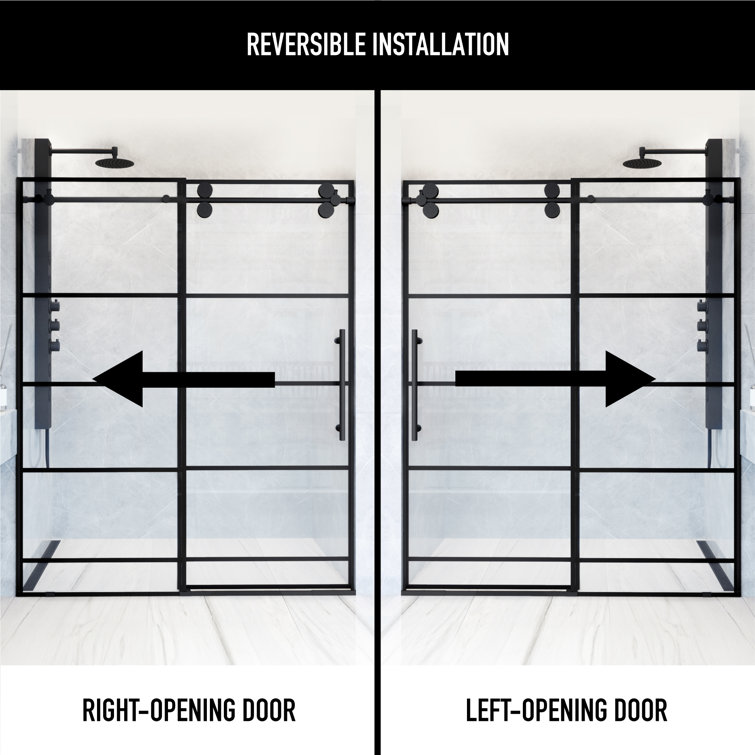 Elan 56-60" Matte Black Frameless Sliding Shower Door with Clear Glass