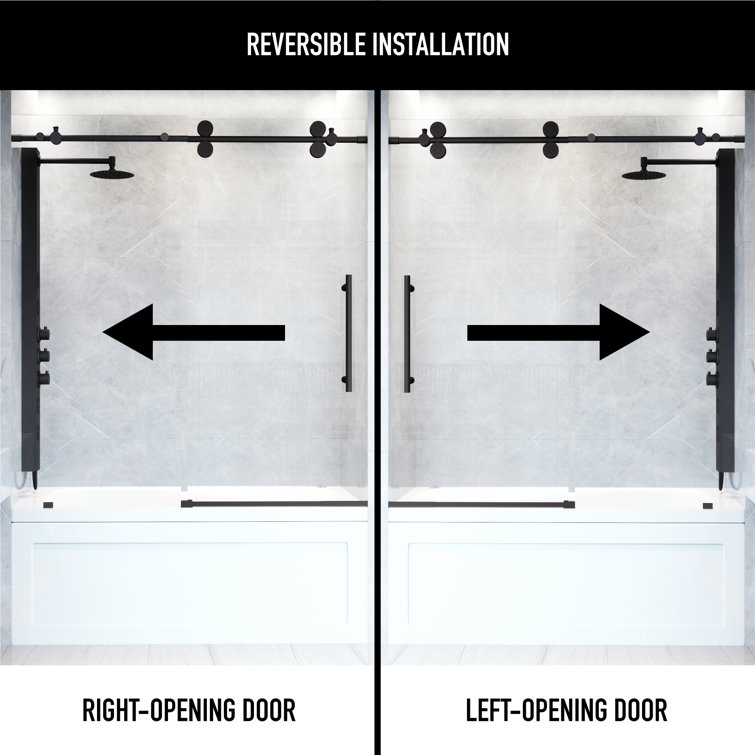 Elan 56-60" Matte Black Frameless Sliding Tub Door with Laminated Glass