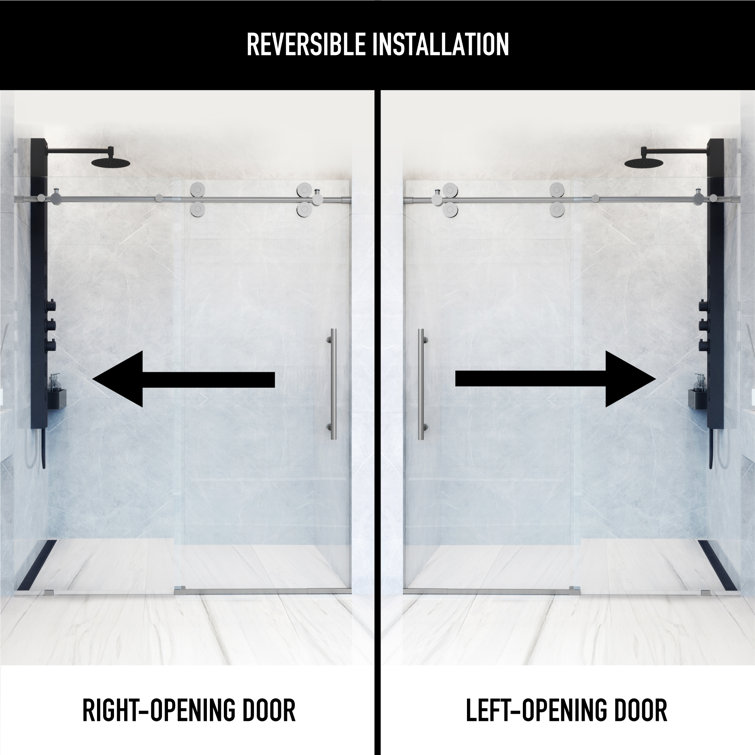 Elan 72" Frameless Clear Glass Sliding Shower Door with Stainless Steel Hardware