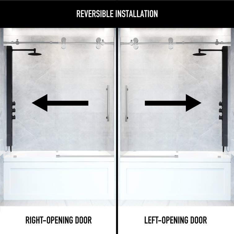 Elan Chrome 60" Frameless Sliding Tub Door with Laminated Glass