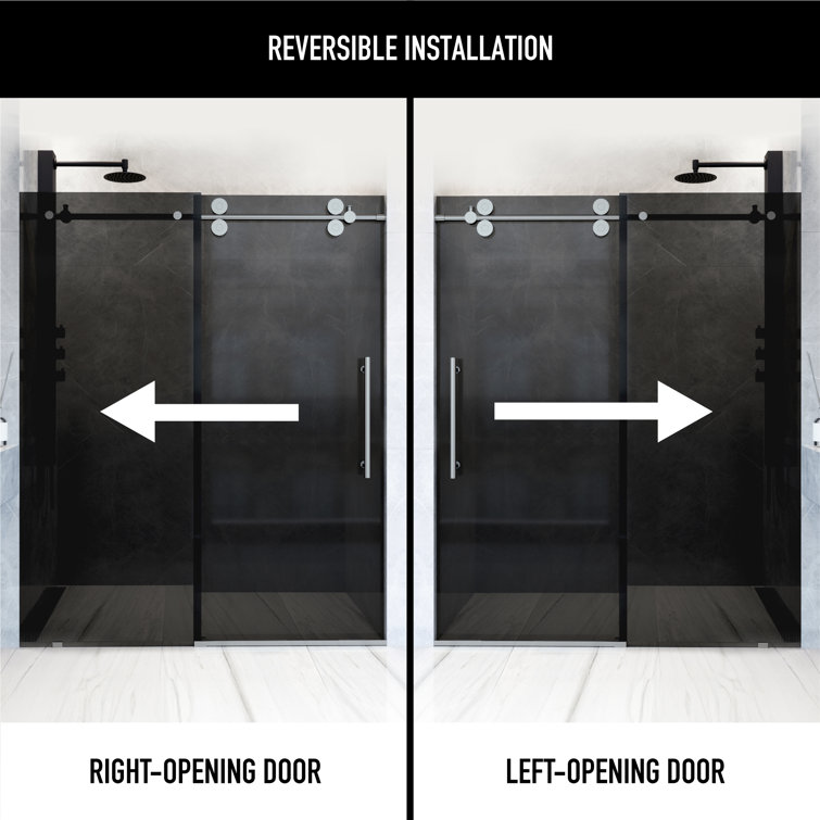Elan 56-60" Frameless Sliding Shower Door with Black Tinted Glass