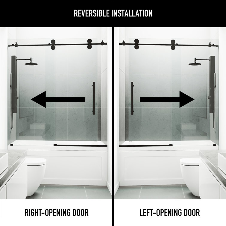 Elan 60" Matte Black Frameless Sliding Tub Door with Clear Glass