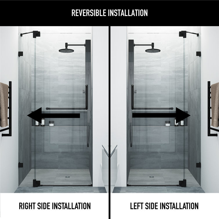 Pirouette 36-48" Adjustable Frameless Pivot Shower Door with Clear Glass