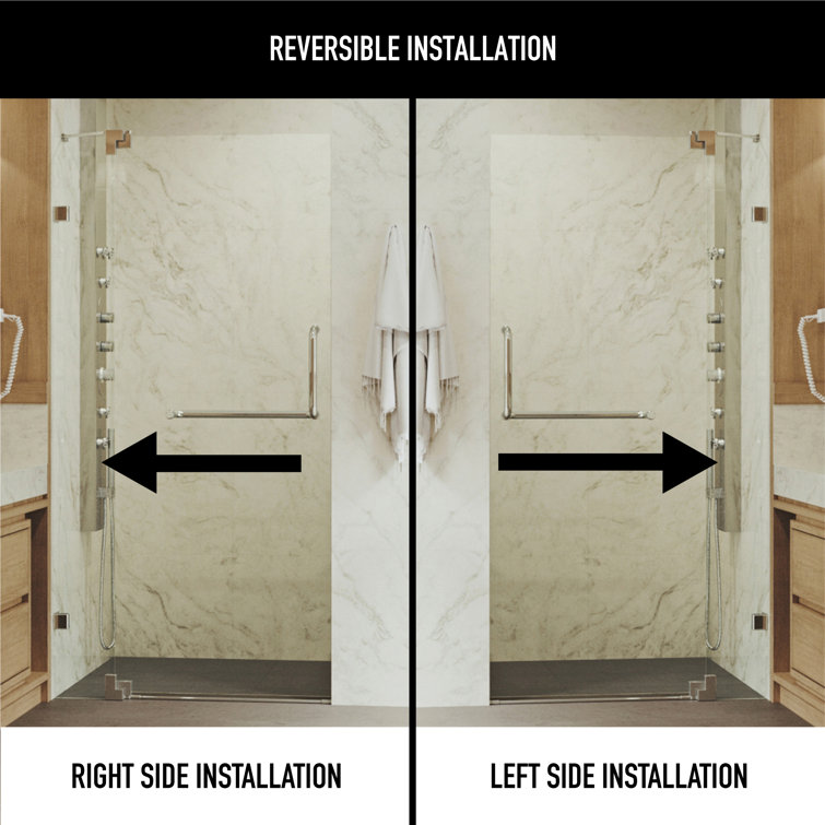 Pirouette 48" Frameless Clear Glass Pivot Shower Door Kit