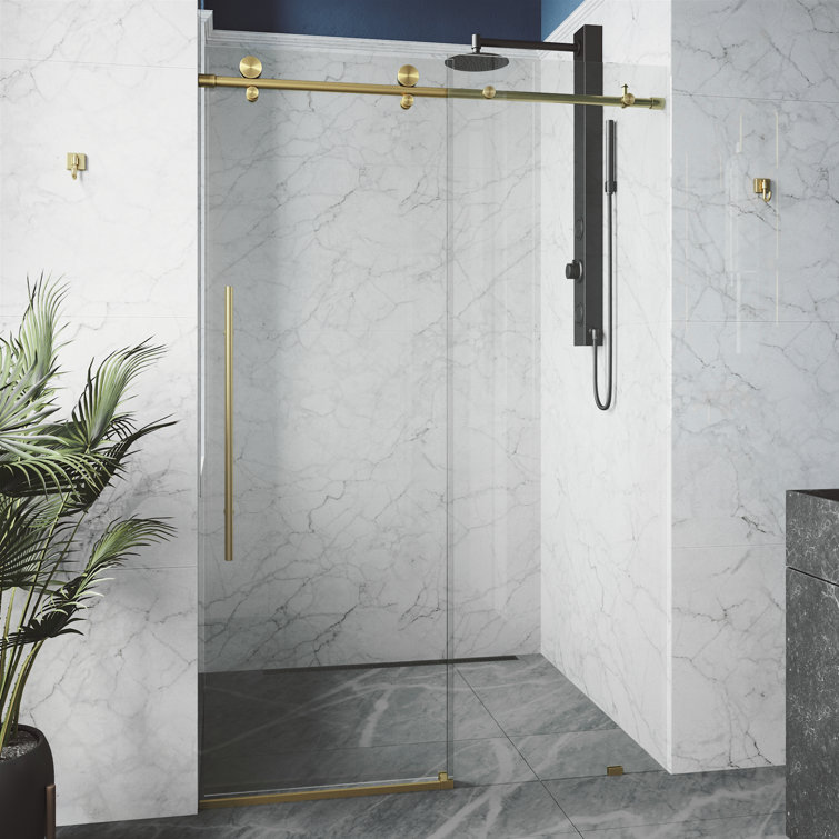 Elan E-Class 56-60" Frameless Sliding Shower Door in Matte Brushed Gold