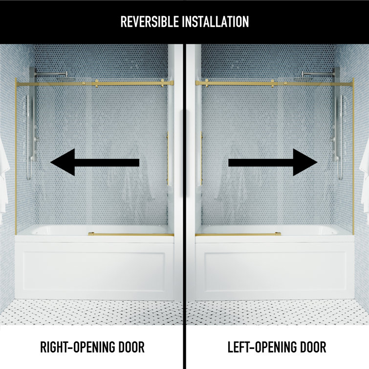 Luca 60" Matte Brushed Gold Frameless Sliding Tub Door