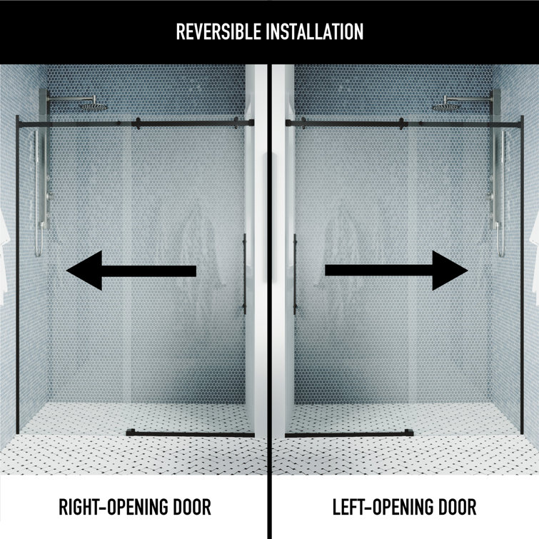 Luca 60" Matte Black Frameless Sliding Shower Door with Clear Glass