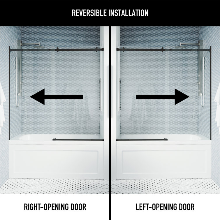 Luca 60" Matte Black Frameless Sliding Tub Door with Clear Glass
