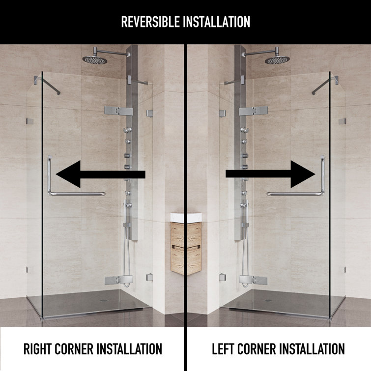 Monteray 46" Frameless Clear Glass Shower Enclosure with Brushed Nickel Hardware