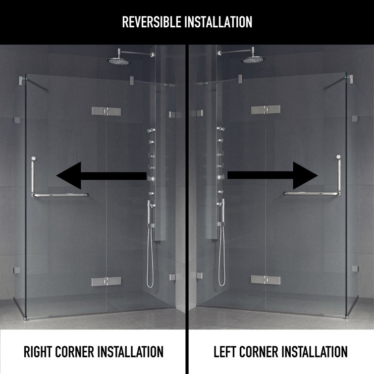 Monteray Frameless Clear Glass Shower Enclosure with Brushed Nickel Hardware