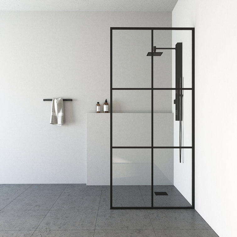 Ventana 34" W x 74" H Matte Black Framed Shower Screen