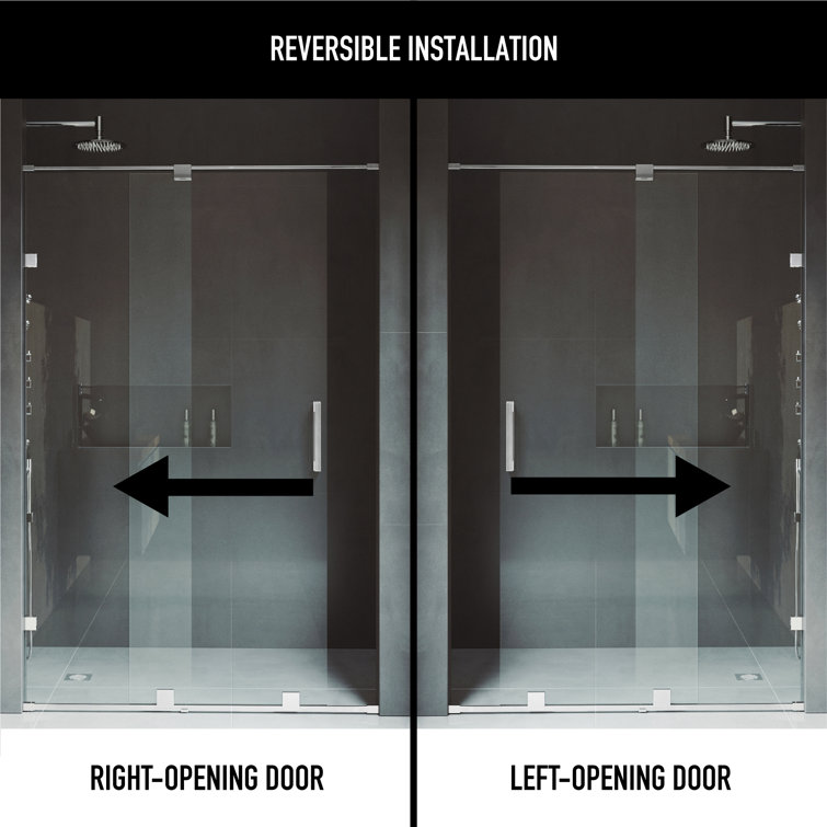 Ryland 60" Frameless Chrome Sliding Shower Door with Clear Glass