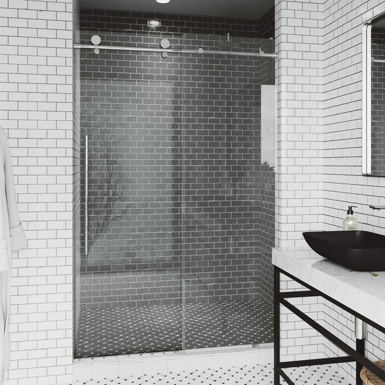 Elan E-Class Frameless Chrome Sliding Shower Door with Clear Glass