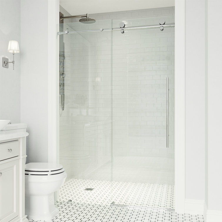 Elan E-Class Frameless Chrome Sliding Shower Door with Clear Glass